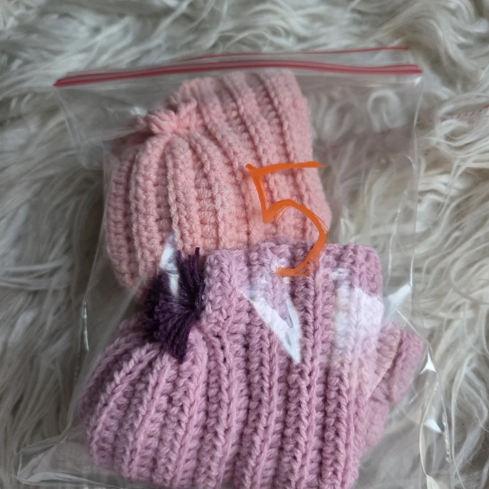 Pink and Purple Knit Baby Booties